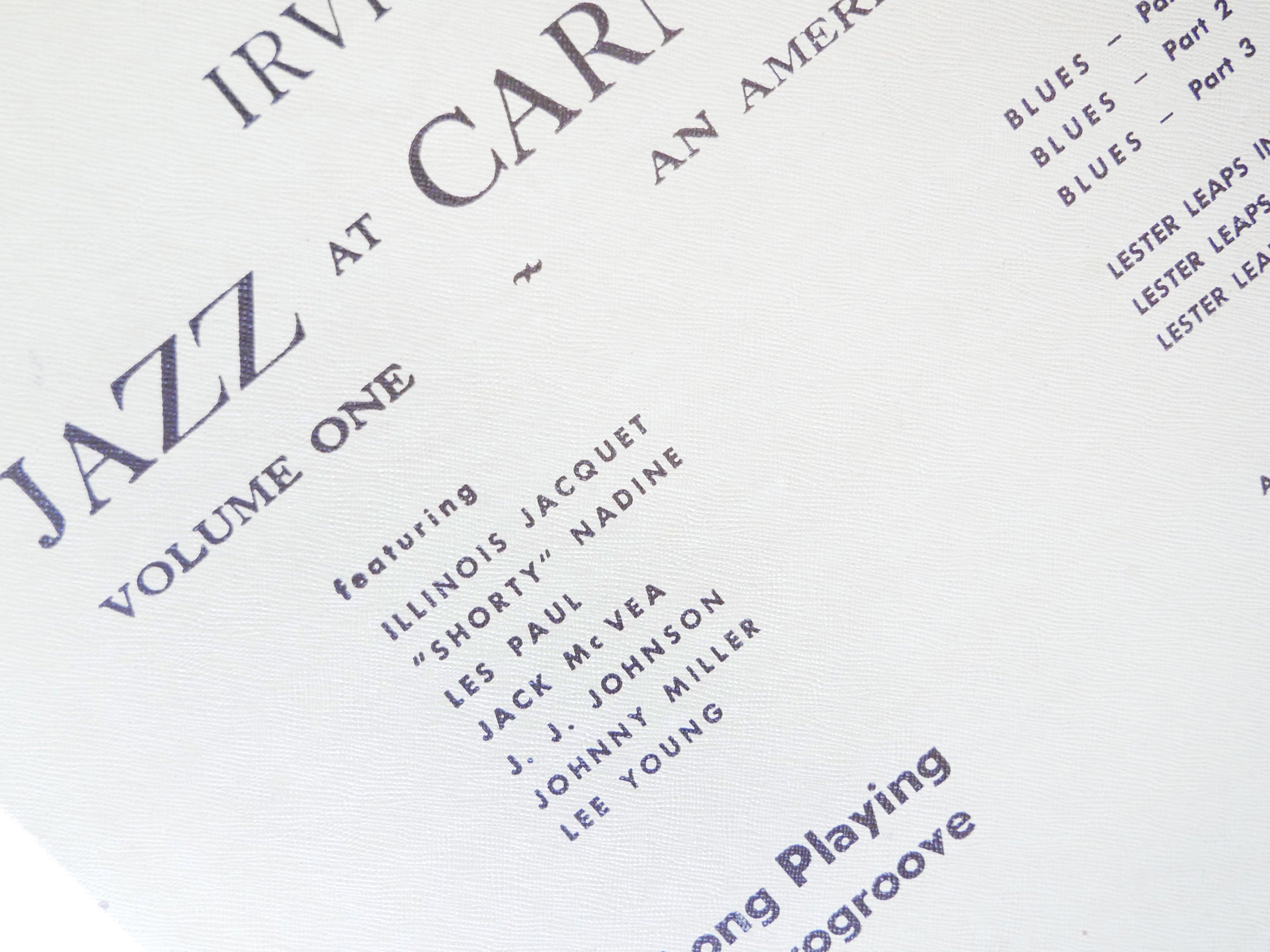 ILLINOIS JACQUET LEE YOUNG Jazz At Carnegie Hall Vol 1 LP ARCO AL 4 DG MONO 10"