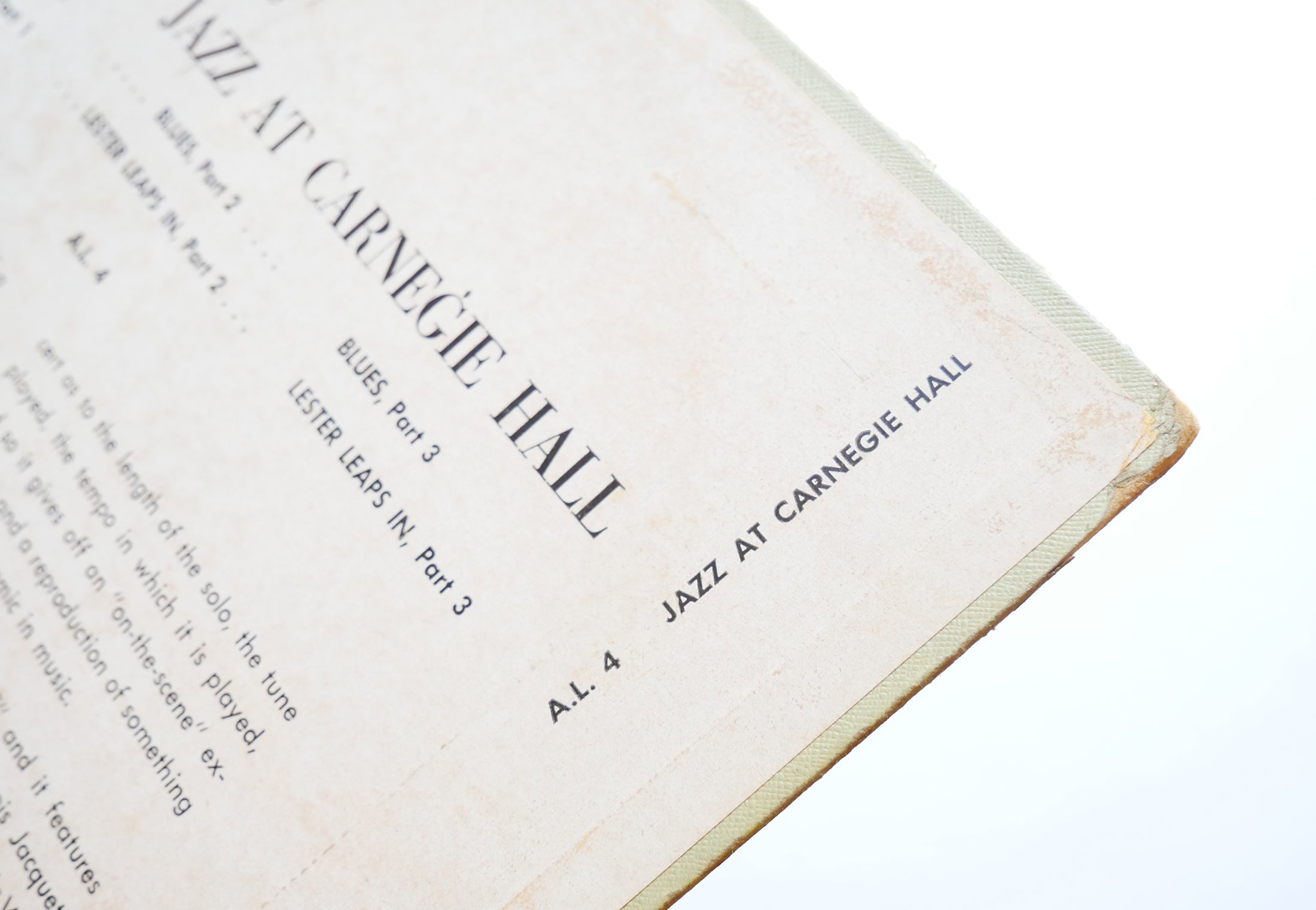 ILLINOIS JACQUET LEE YOUNG Jazz At Carnegie Hall Vol 1 LP ARCO AL 4 DG MONO 10"