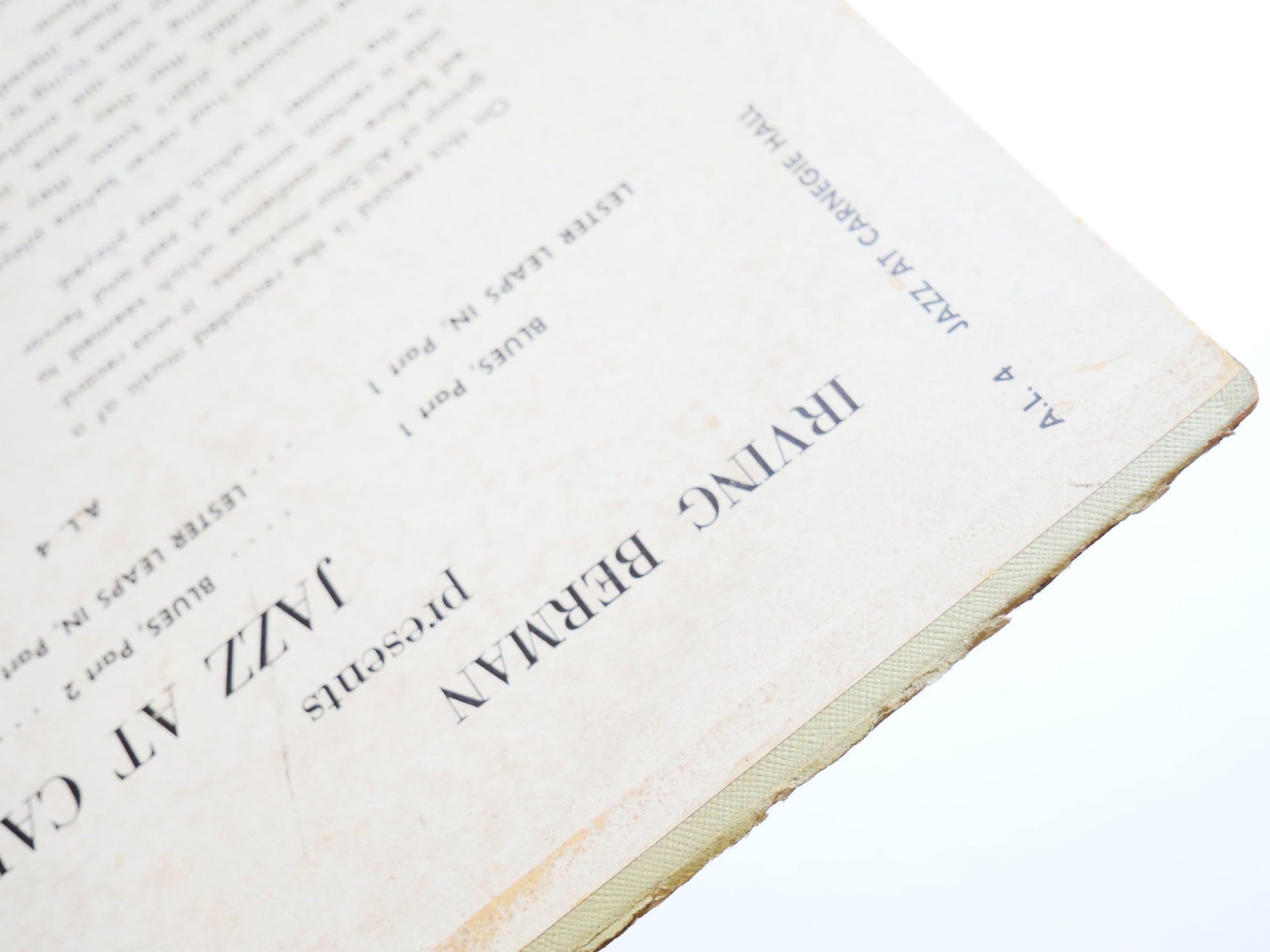 ILLINOIS JACQUET LEE YOUNG Jazz At Carnegie Hall Vol 1 LP ARCO AL 4 DG MONO 10"