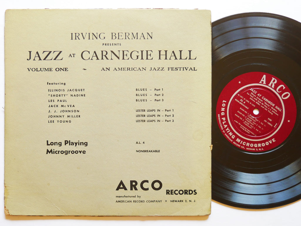 ILLINOIS JACQUET LEE YOUNG Jazz At Carnegie Hall Vol 1 LP ARCO AL 4 DG MONO 10"