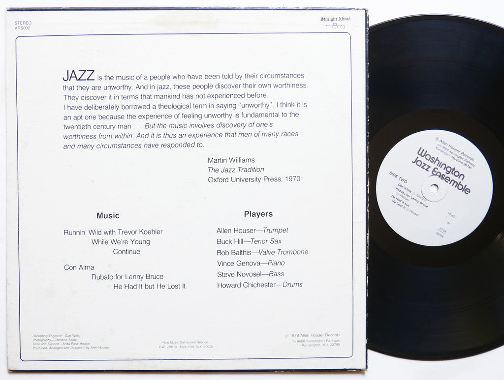 WASHINGTON JAZZ ENSEMBLE LP ALLEN HOUSER RECORDS US 1978 Jazz