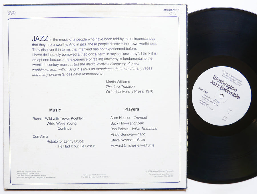 WASHINGTON JAZZ ENSEMBLE LP ALLEN HOUSER RECORDS US 1978 Jazz