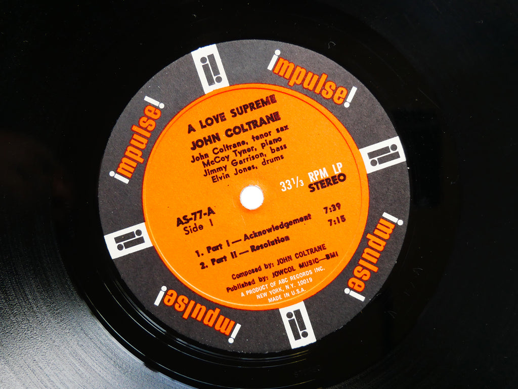 JOHN COLTRANE A Love Supreme LP IMPULSE! AS-77 US 1967 McCoy Tyner Elvin Jones