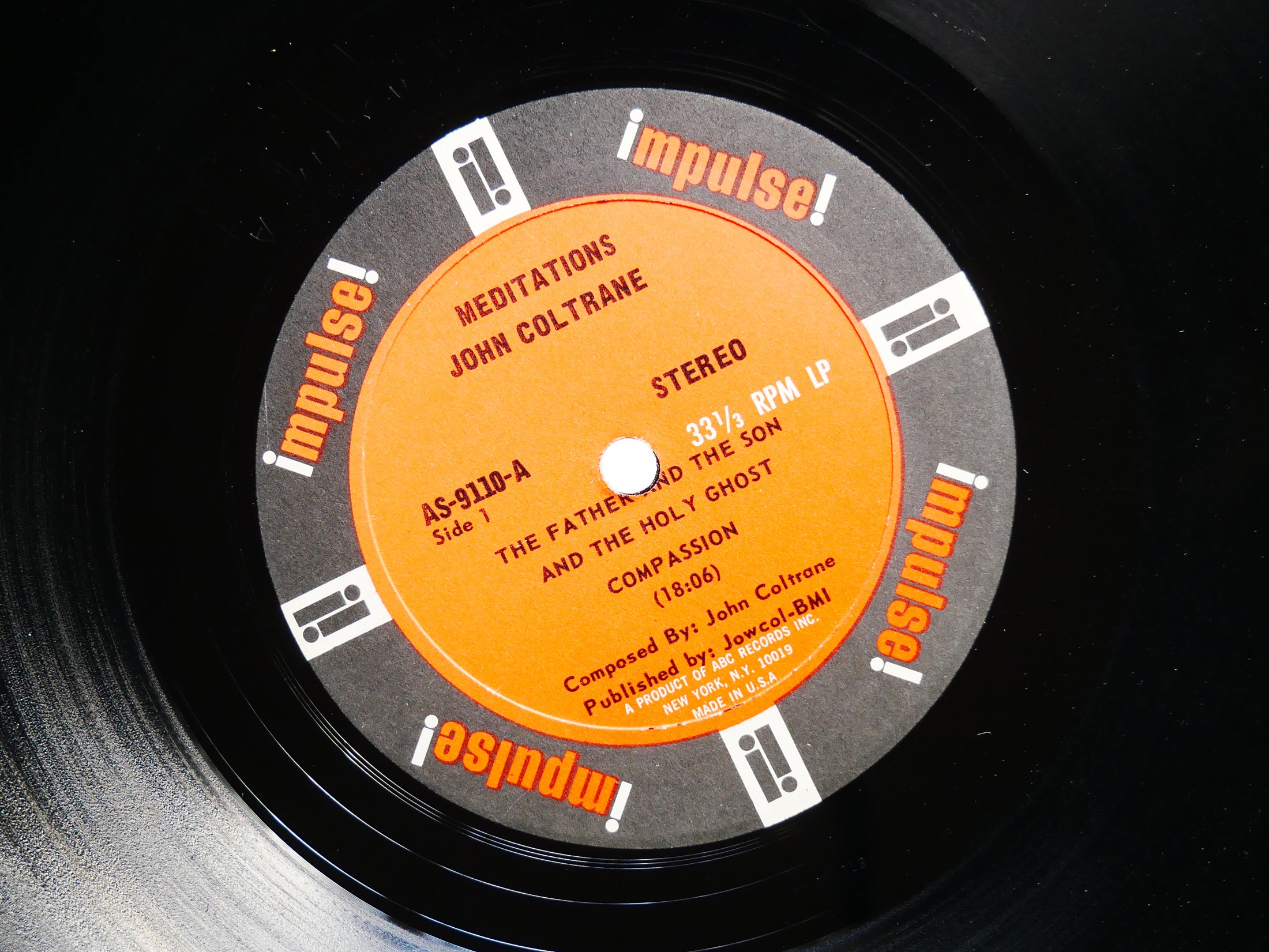 JOHN COLTRANE Meditations LP IMPULSE! AS-9110 US 1966 JAZZ RVG Pharoah Sanders