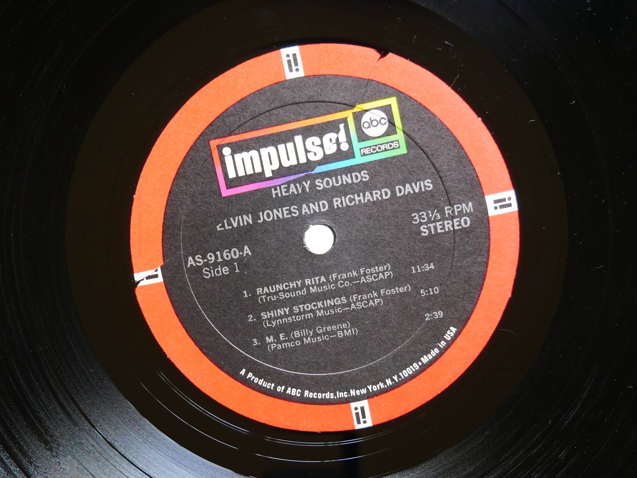 ELVIN JONES RICHARD DAVIS Heavy Sounds LP IMPULSE! AS-9160 Orig US 1968 CLEAN