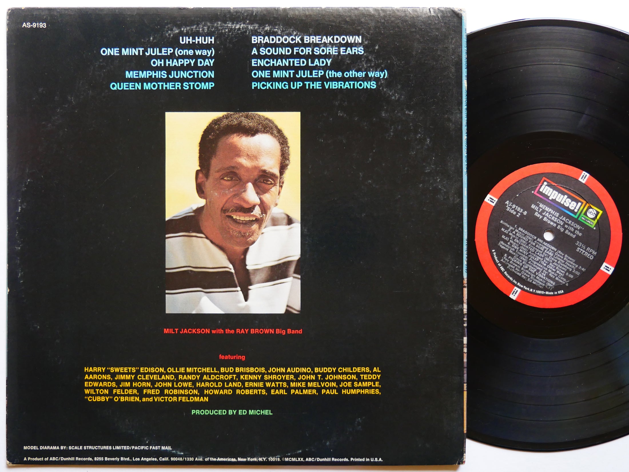MILT JACKSON RAY BROWN Memphis Jackson LP IMPULSE! AS-9193 US 1970 Harold Land