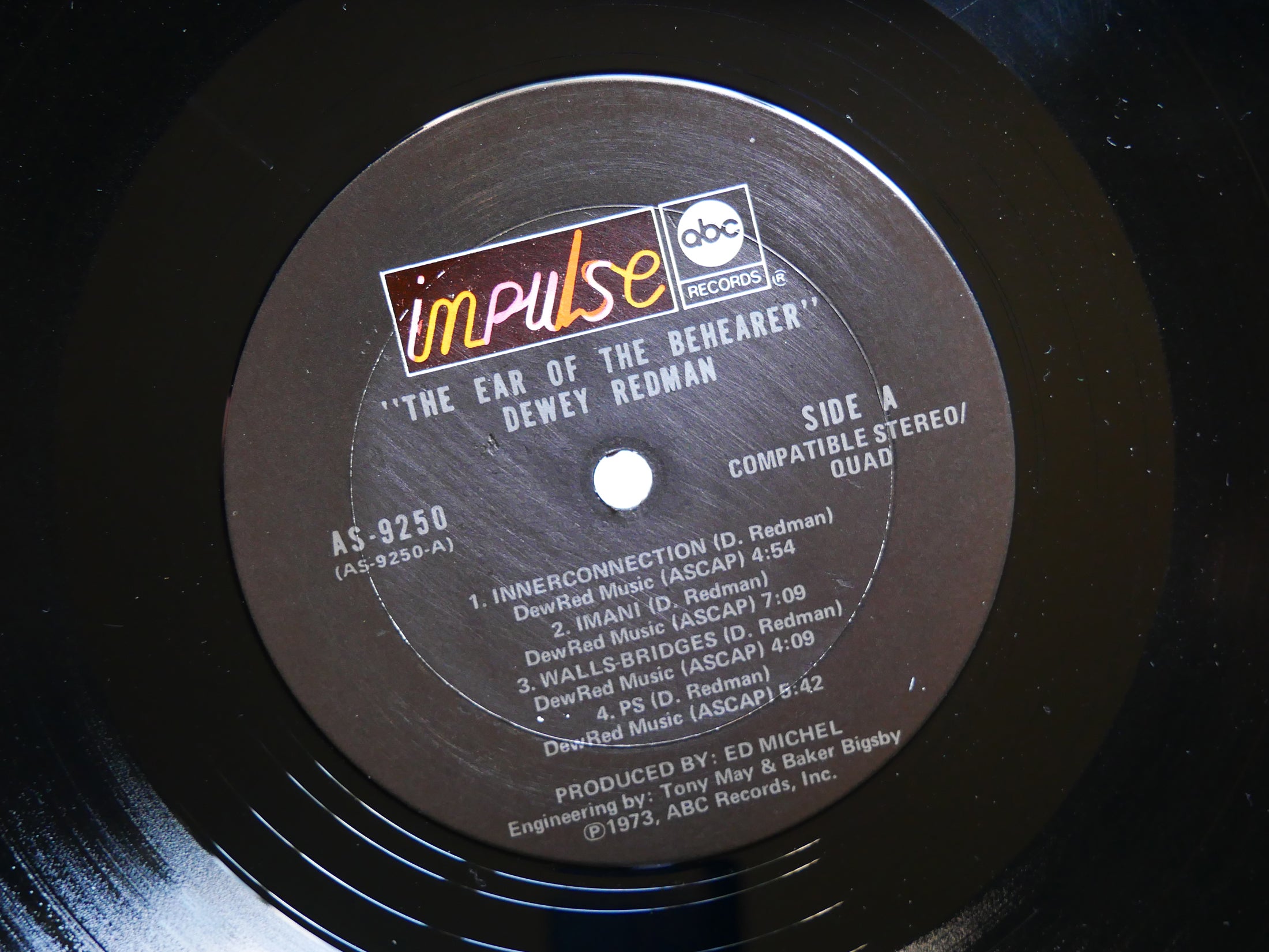 DEWEY REDMAN The Ear Of The Behearer LP IMPULSE! AS-9250 US 1973 Ted Daniel