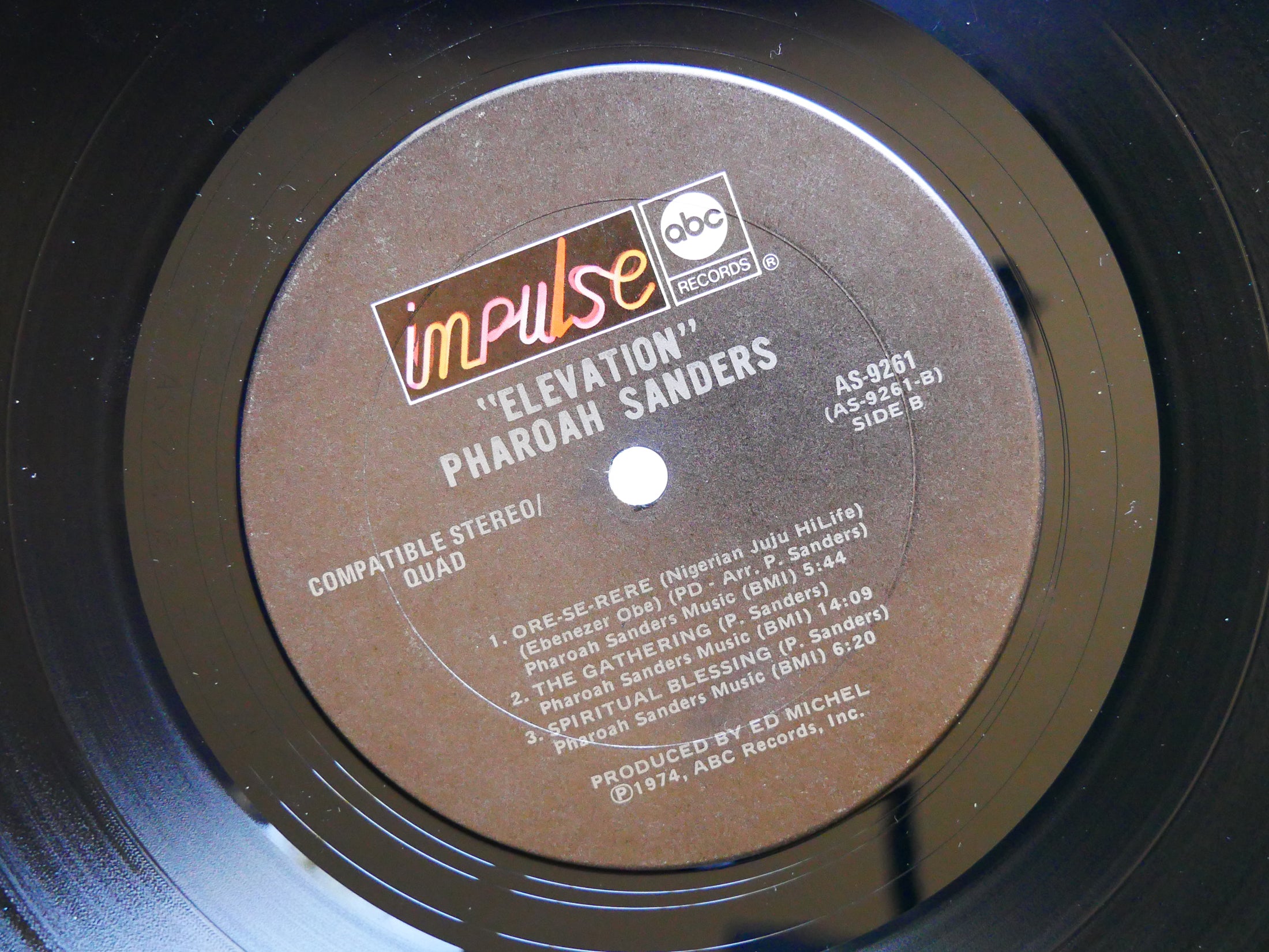 PHAROAH SANDERS Elevation LP IMPULSE! AS-9261 Orig US 1974 Spiritual Jazz