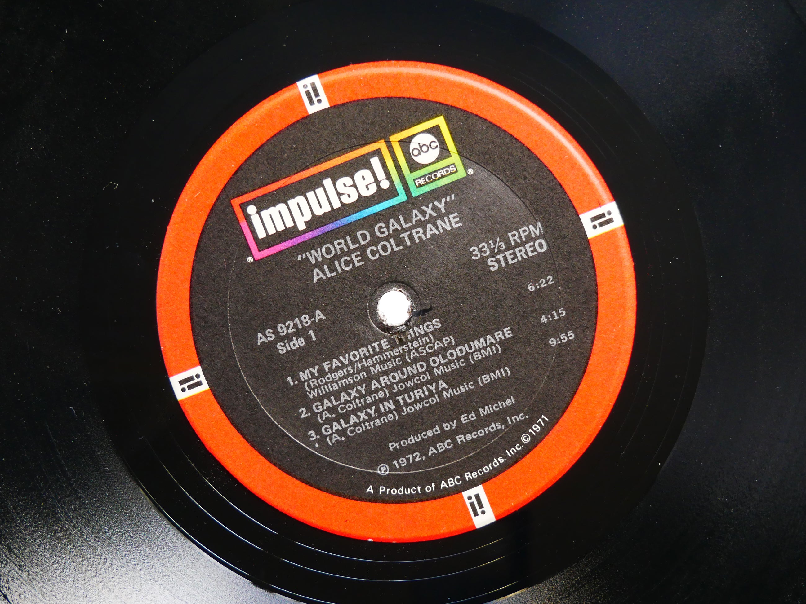 ALICE COLTRANE World Galaxy LP IMPULSE! AS-9218 US 1972 Frank Lowe Ben Riley VG+