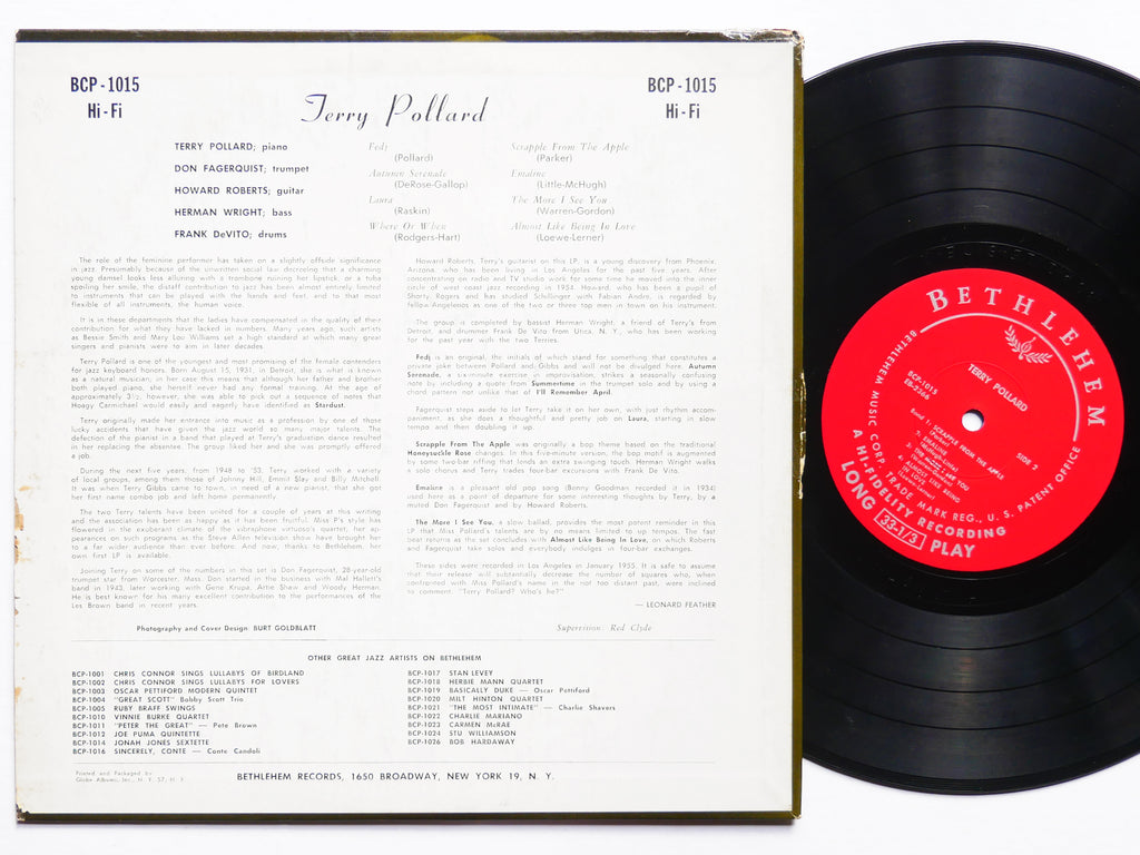 TERRY POLLARD Self Titled 10" LP BETHLEHEM RECORDS BCP 1015 MONO Howard Roberts