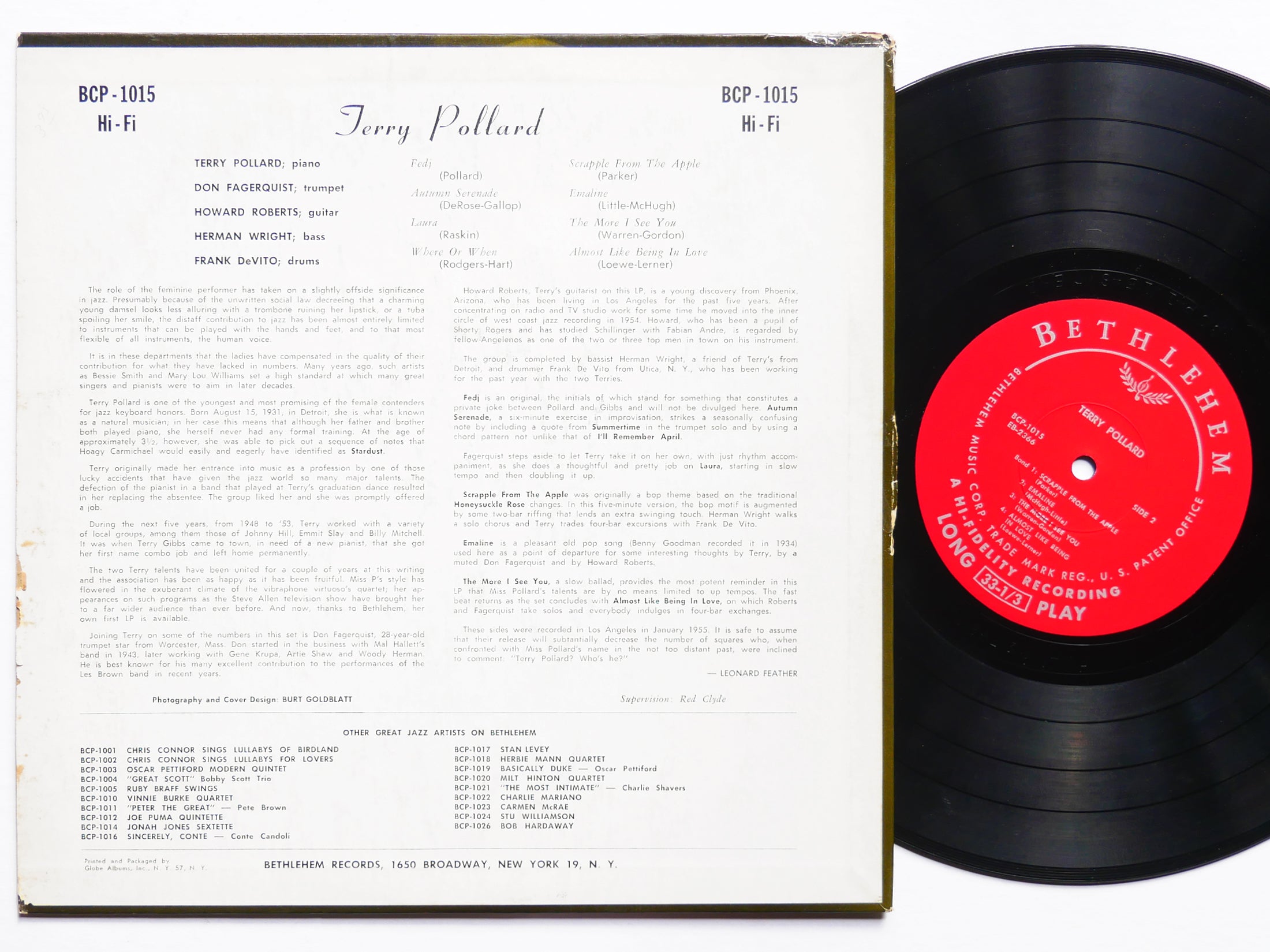 TERRY POLLARD Self Titled 10" LP BETHLEHEM RECORDS BCP 1015 MONO Howard Roberts