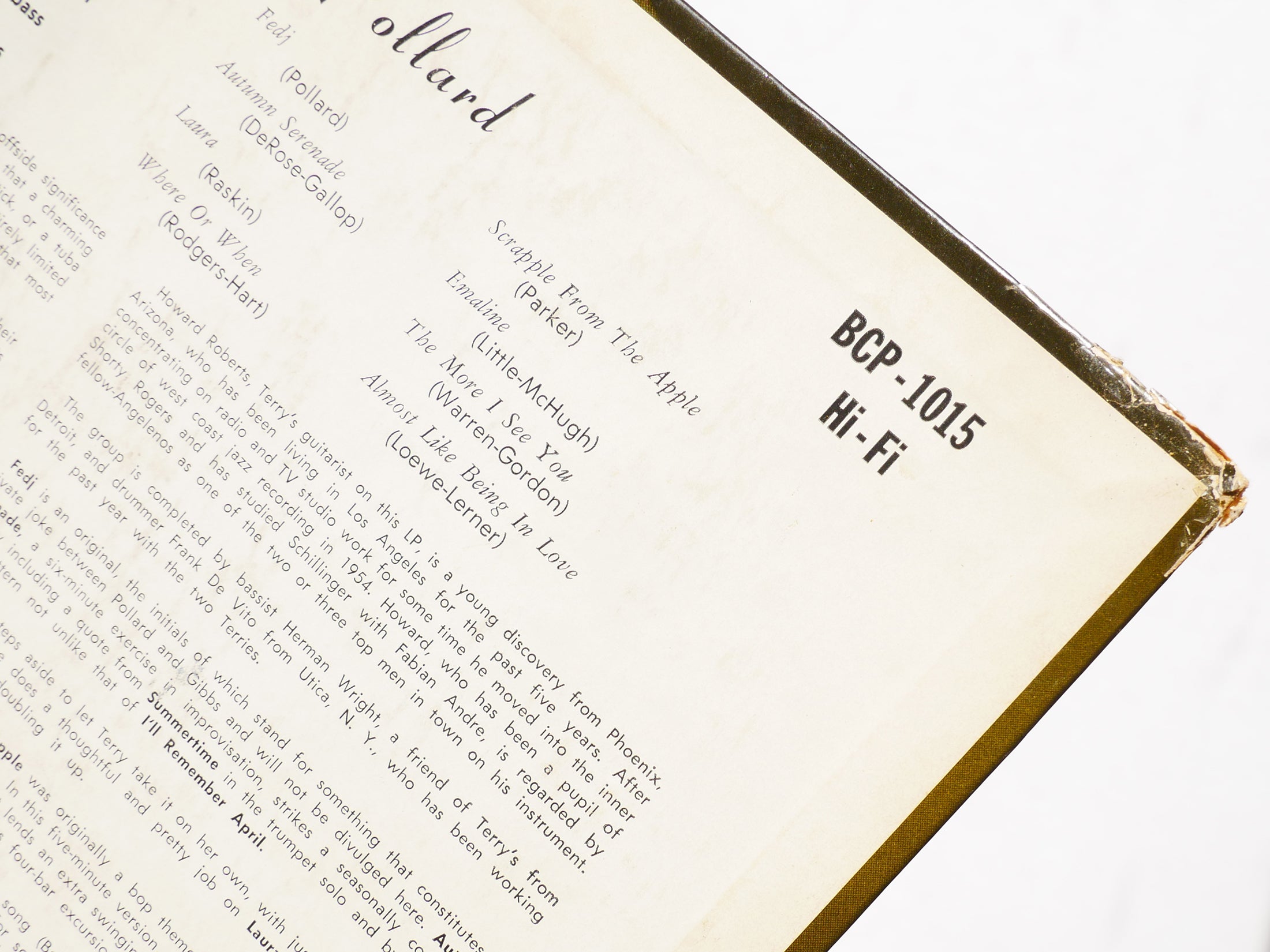 TERRY POLLARD Self Titled 10" LP BETHLEHEM RECORDS BCP 1015 MONO Howard Roberts