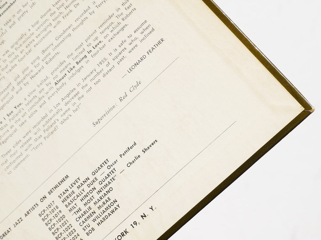 TERRY POLLARD Self Titled 10" LP BETHLEHEM RECORDS BCP 1015 MONO Howard Roberts