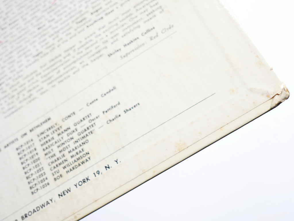 HERBIE HARPER 10" LP BETHLEHEM RECORDS BCP 1025 DG MONO JAZZ Charlie Mariano