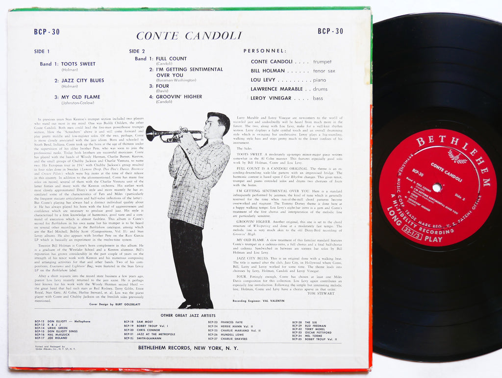 CONTE CANDOLI Self Titled LP BETHLEHEM BCP-30 US 1955 DG MONO Leroy Vinnegar
