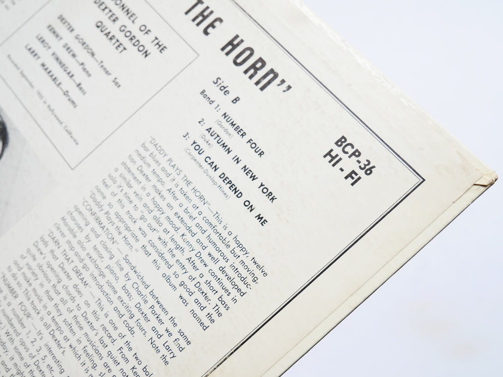 DEXTER GORDON Daddy Plays The Horn LP BETHLEHEM BCP 36 US '56 DG MONO Kenny Drew