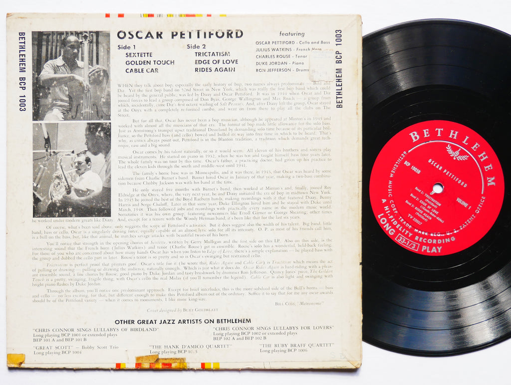 OSCAR PETTIFORD 10" LP BETHLEHEM BCP 1003 DG MONO JAZZ Duke Jordan Charles Rouse