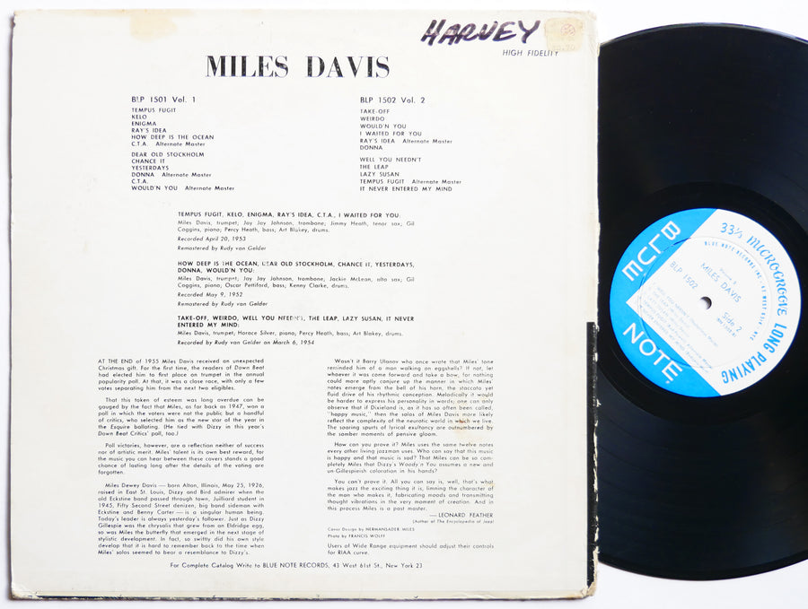 MILES DAVIS Volume 2 LP BLUE NOTE BLP 1502 US 1965 NY RVG EAR MONO Jackie McLean