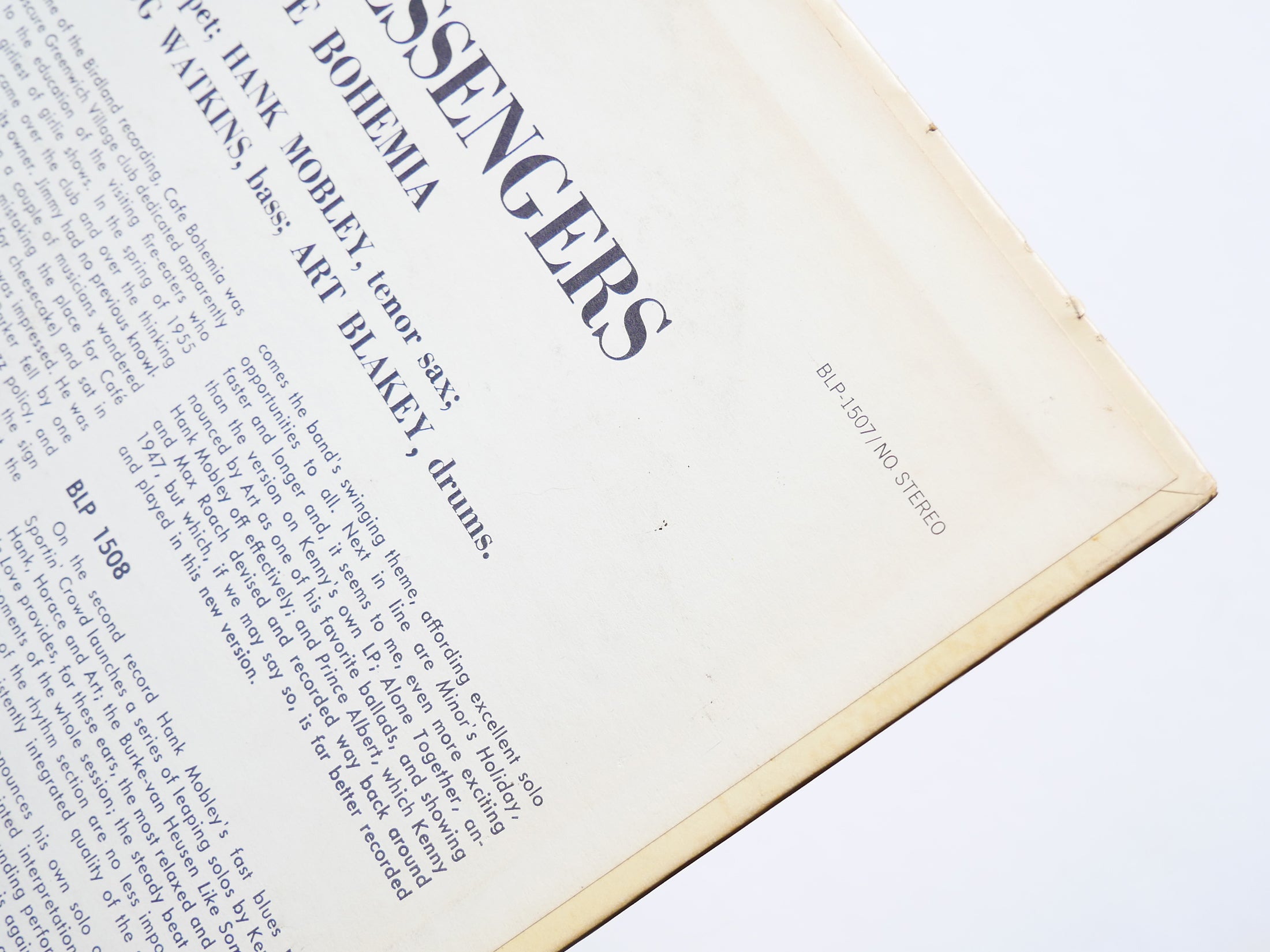 THE JAZZ MESSENGERS At The Cafe Bohemia Vol.1 LP BLUE NOTE 1507 MONO Hank Mobley