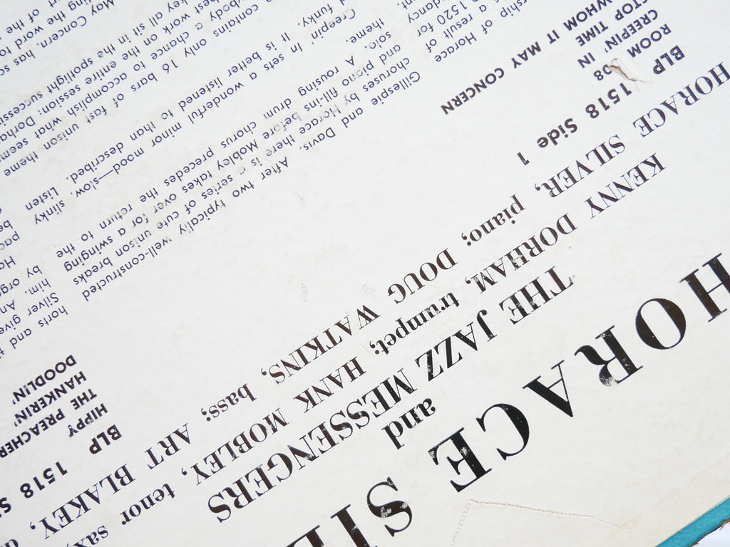 HORACE SILVER And The Jazz Messengers LP BLUE NOTE 1518 US 1956 LEX Hank Mobley