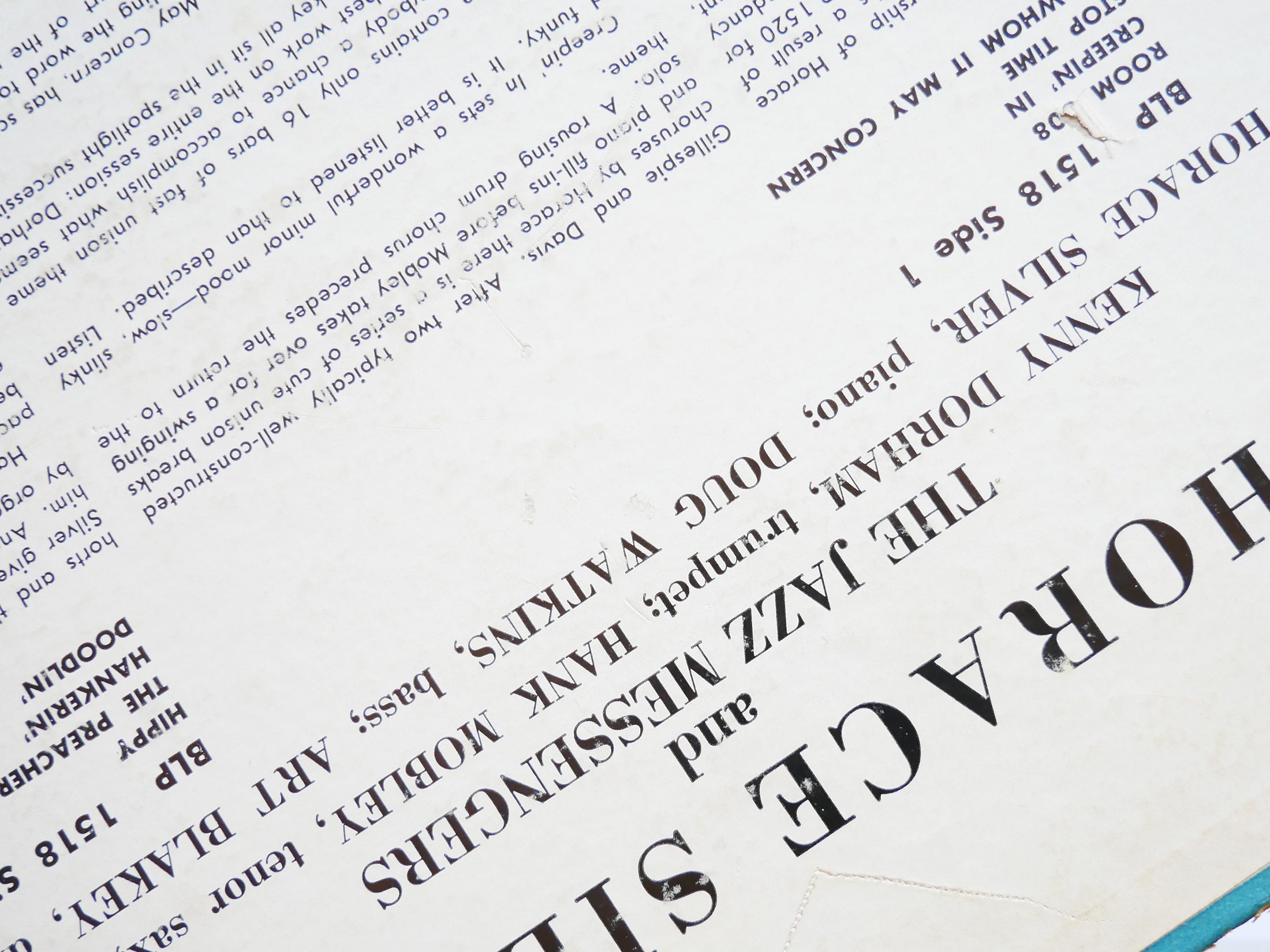 HORACE SILVER And The Jazz Messengers LP BLUE NOTE 1518 US 1956 LEX Hank Mobley