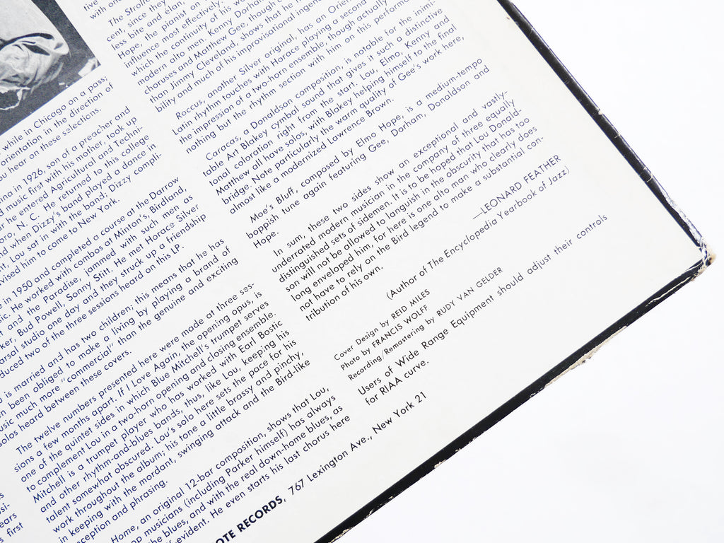 LOU DONALDSON Quartet Quintet Sextet LP BLUE NOTE 1537 US 1958 LEX Kenny Dorham