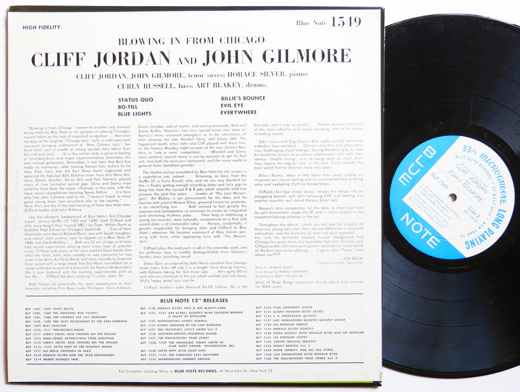 CLIFFORD JORDAN JOHN GILMORE Blowing In From Chicago LP BLUE NOTE 1549 US 1958