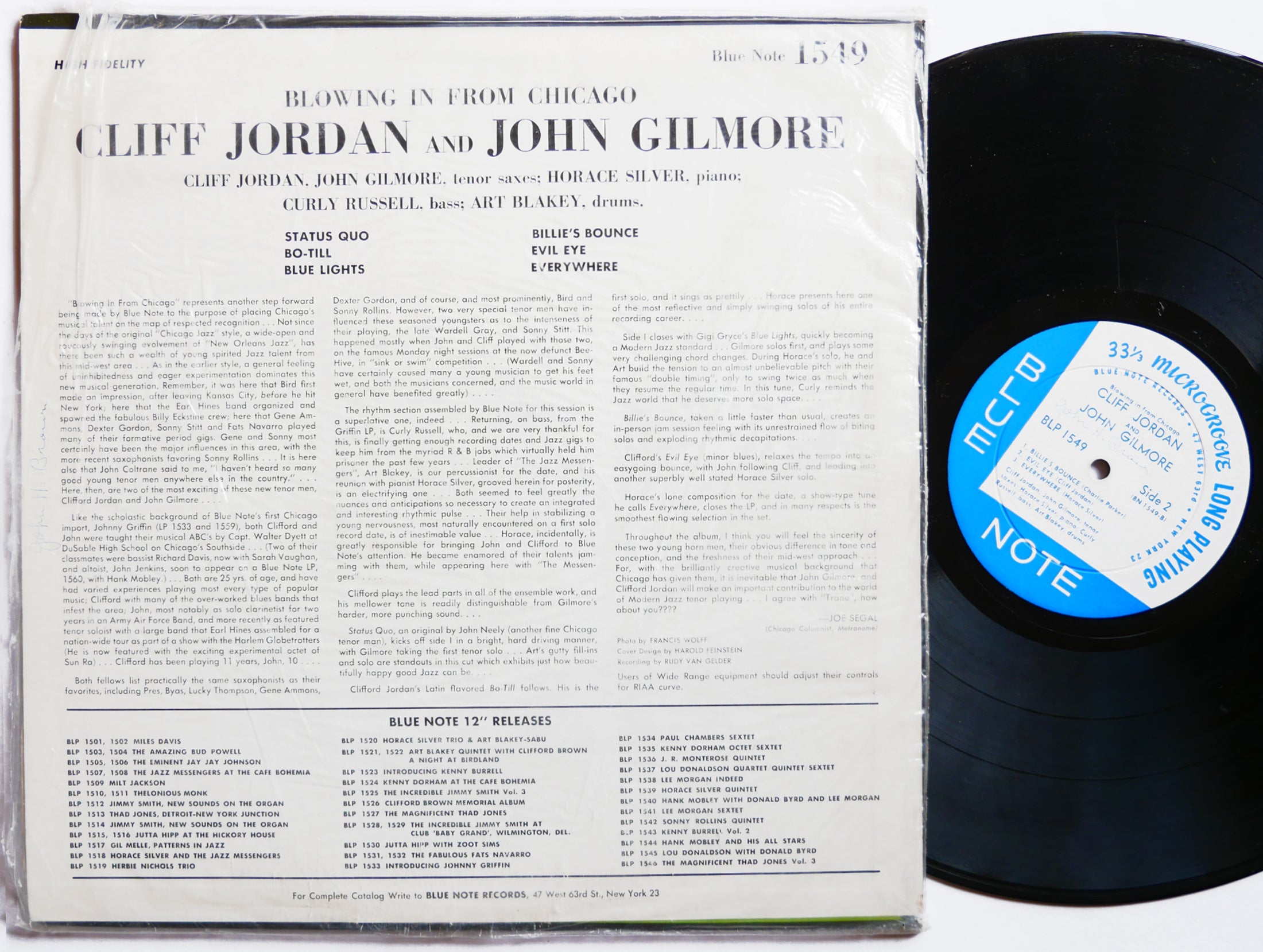 CLIFFORD JORDAN JOHN GILMORE Blowing In From Chicago LP BLUE NOTE 1549 US 1958