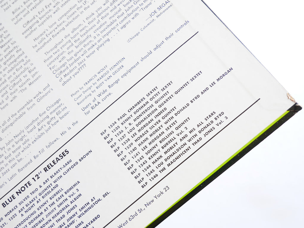 CLIFFORD JORDAN JOHN GILMORE Blowing In From Chicago LP BLUE NOTE 1549 US 1958