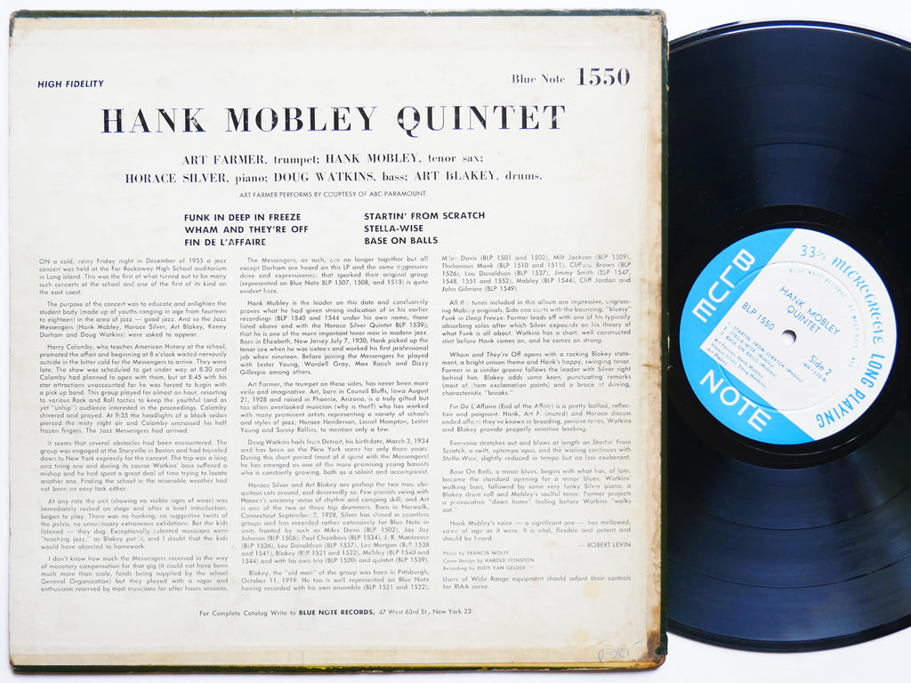 HANK MOBLEY Quintet BLUE NOTE BLP 1550 US '58 RVG EAR MONO 47 W. 63rd Art Blakey