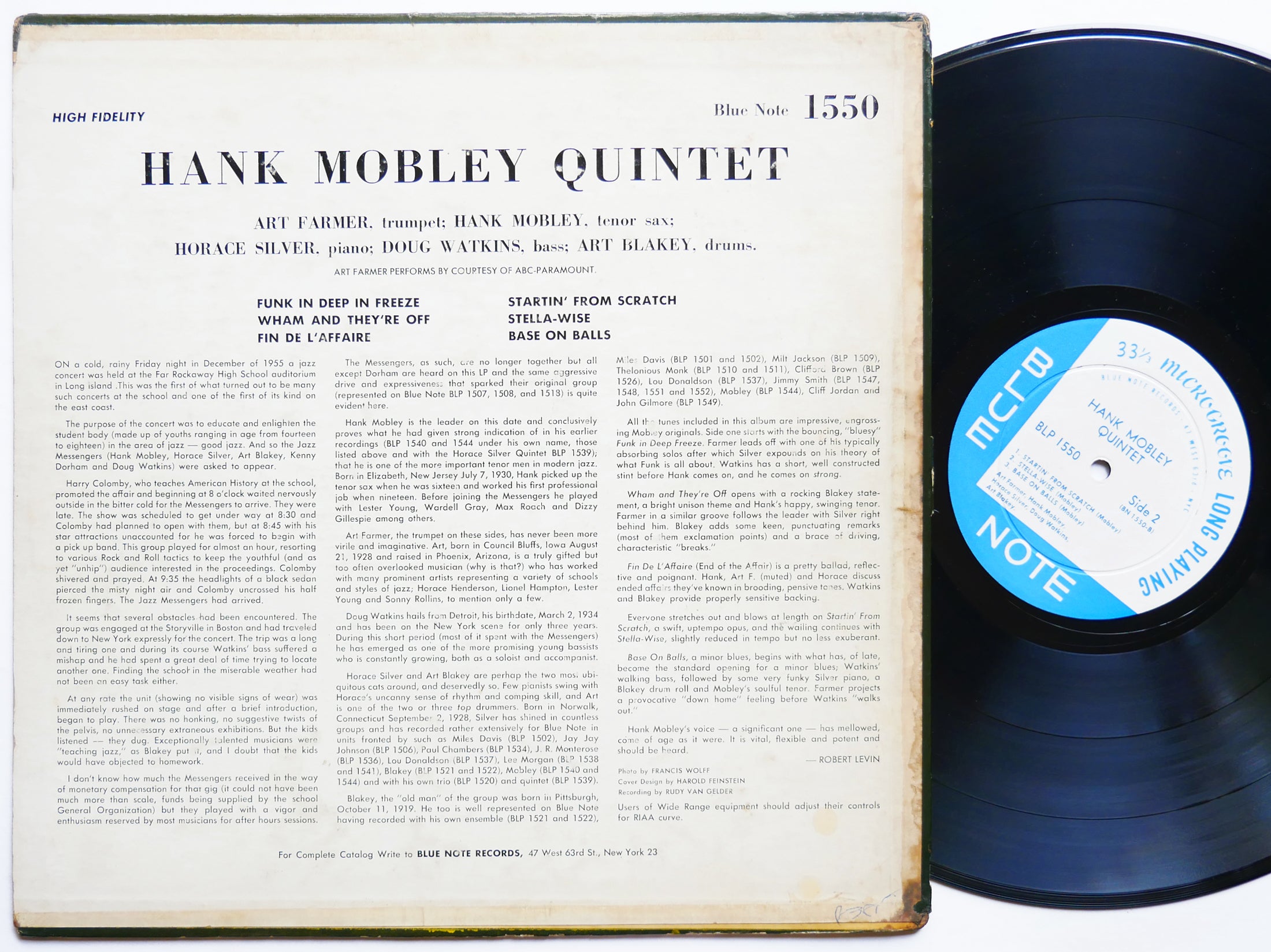 HANK MOBLEY Quintet BLUE NOTE BLP 1550 US '58 RVG EAR MONO 47 W. 63rd Art Blakey