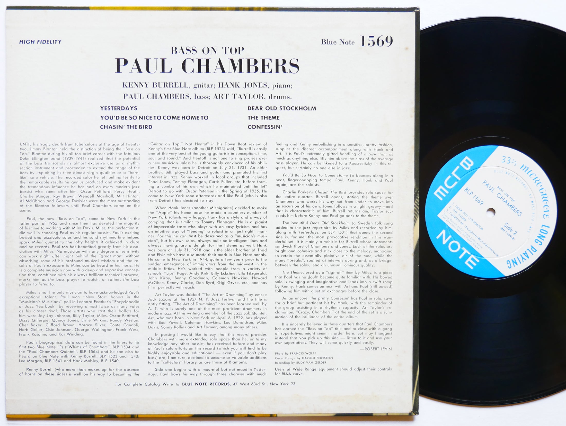 PAUL CHAMBERS Bass On Top LP BLUE NOTE BLP 1569 US 1957 EAR MONO 47 W.63rd CLEAN