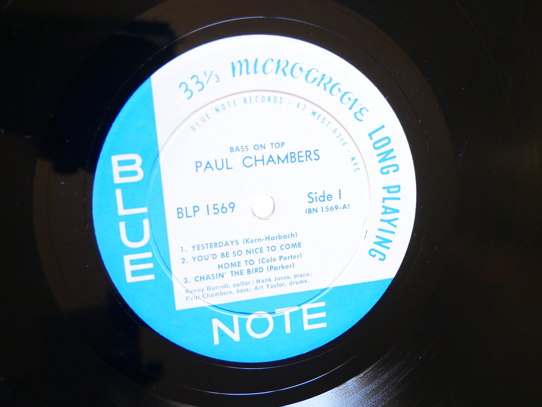 PAUL CHAMBERS Bass On Top LP BLUE NOTE BLP 1569 US 1957 EAR MONO 47 W.63rd CLEAN