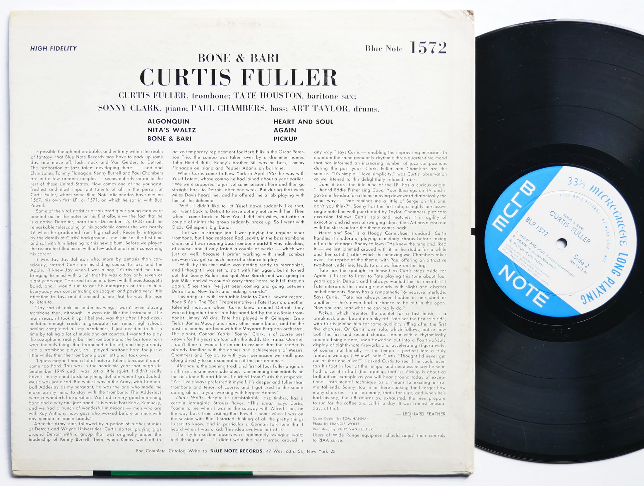 CURTIS FULLER Bone & Bari LP BLUE NOTE BLP 1572 US 1957 DG MONO Sonny Clark VG+