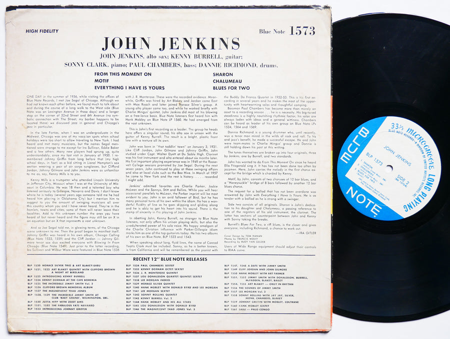 JOHN JENKINS With KENNY BURRELL LP BLUE NOTE BLP 1573 US 1972 MONO Sonny Clark