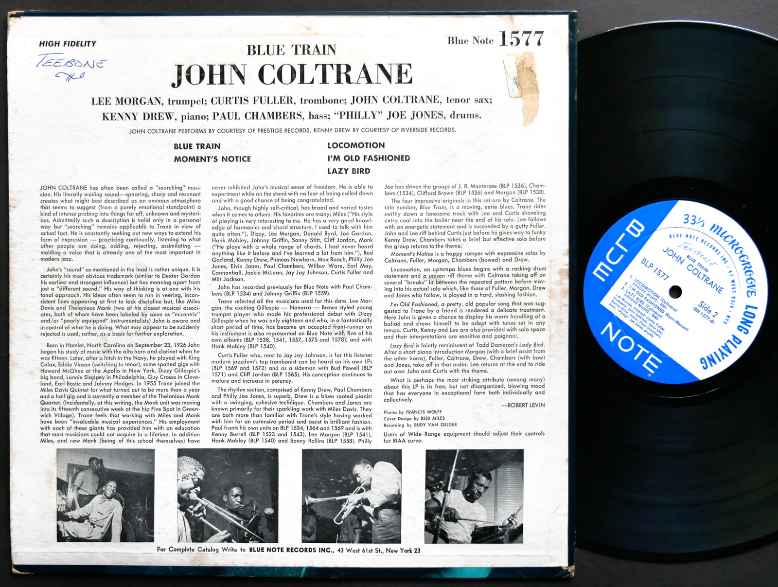 JOHN COLTRANE Blue Train LP BLUE NOTE BLP 1577 RVG DG MONO 47 W.63rd Lee Morgan