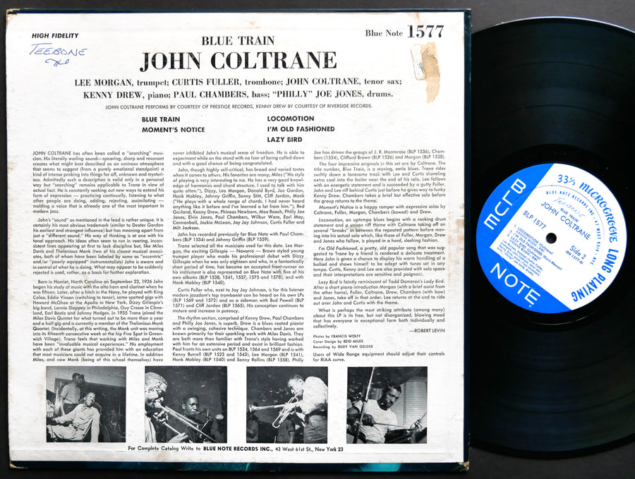 JOHN COLTRANE Blue Train LP BLUE NOTE BLP 1577 RVG DG MONO 47 W.63rd Lee Morgan