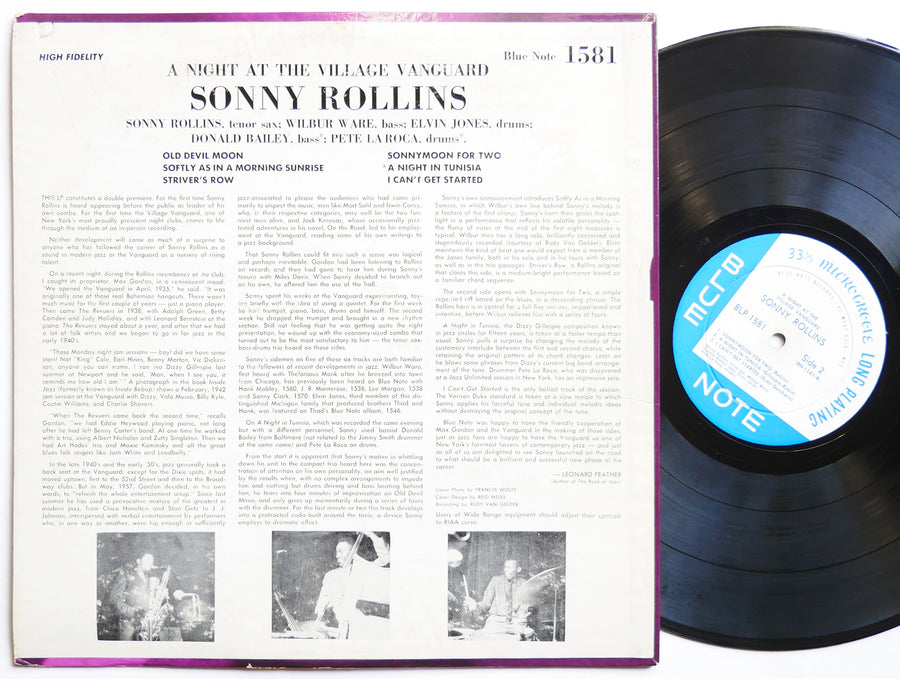 SONNY ROLLINS A Night At The Village Vanguard LP BLUE NOTE BLP 1581 US 1959 MONO