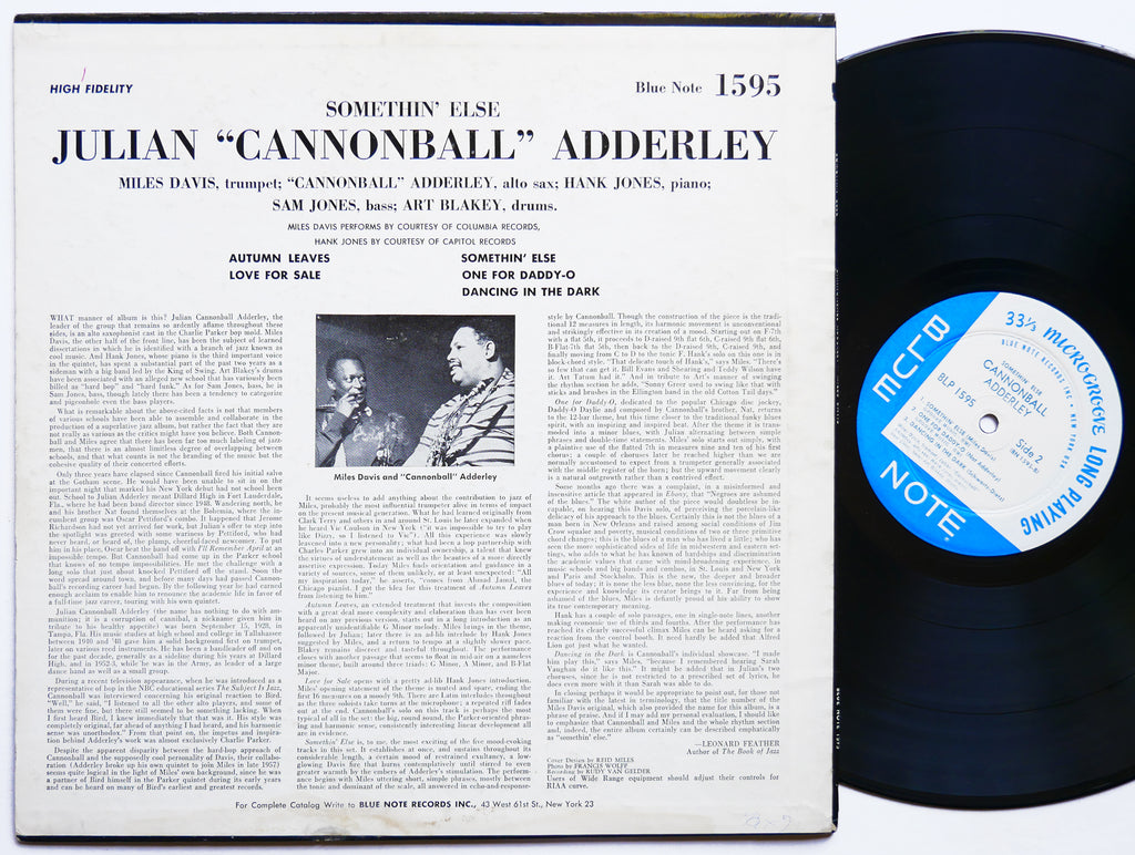 CANNONBALL ADDERLEY MILES DAVIS Somethin' Else LP BLUE NOTE 1595 US 1963 NY MONO