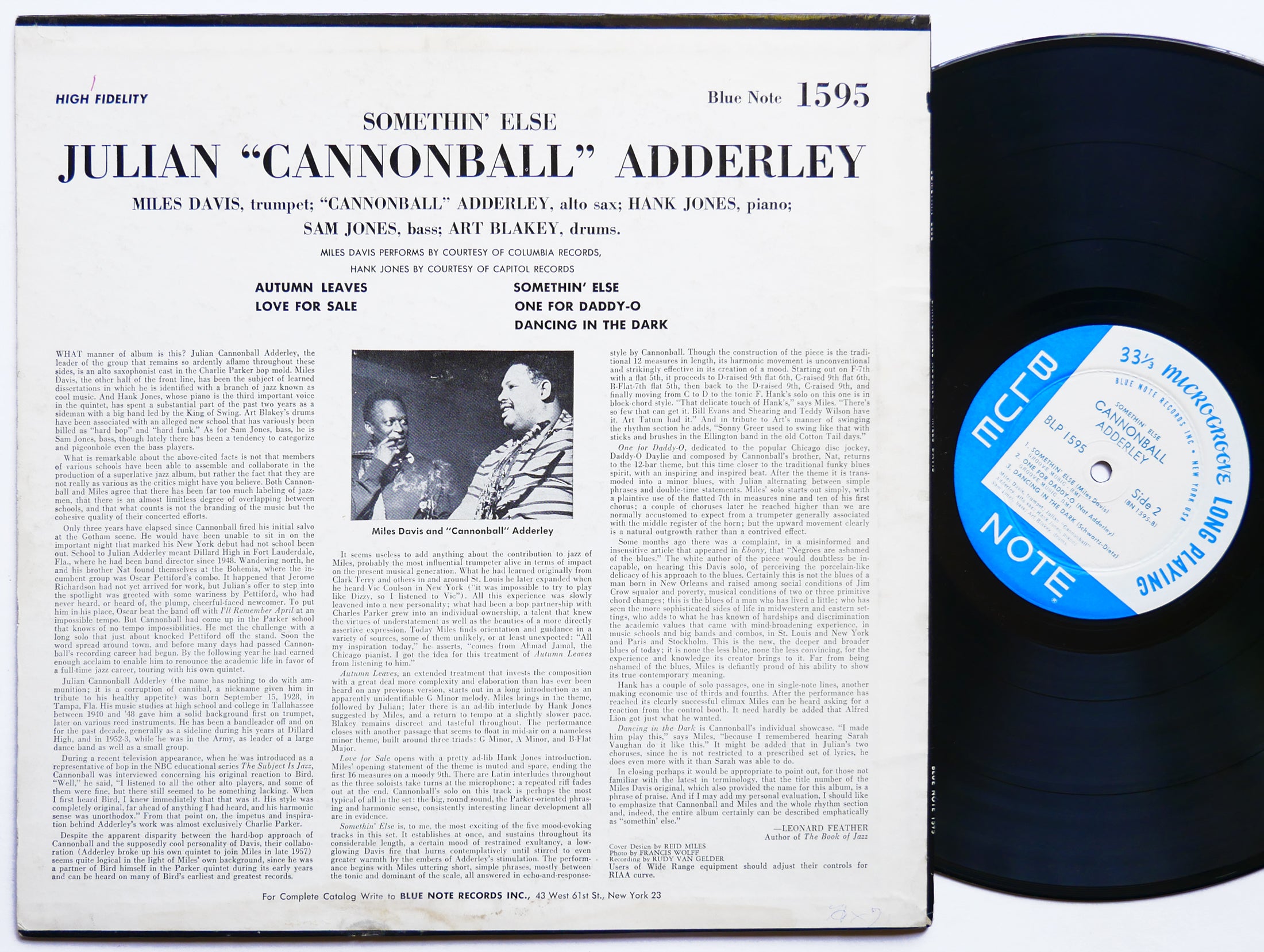 CANNONBALL ADDERLEY MILES DAVIS Somethin' Else LP BLUE NOTE 1595 US 1963 NY MONO