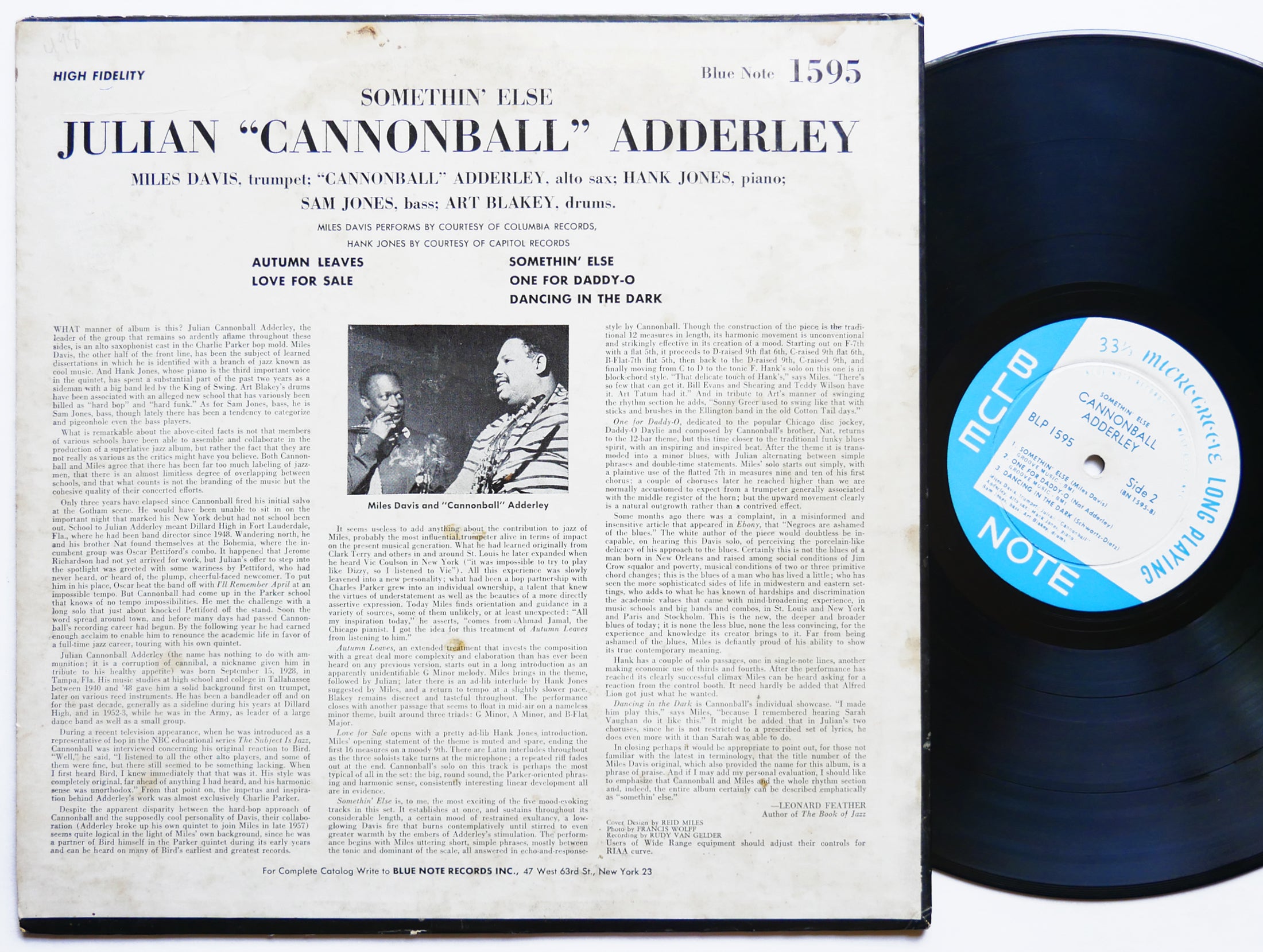 CANNONBALL ADDERLEY MILES DAVIS Somethin' Else LP BLUE NOTE BLP 1595 EAR DG MONO