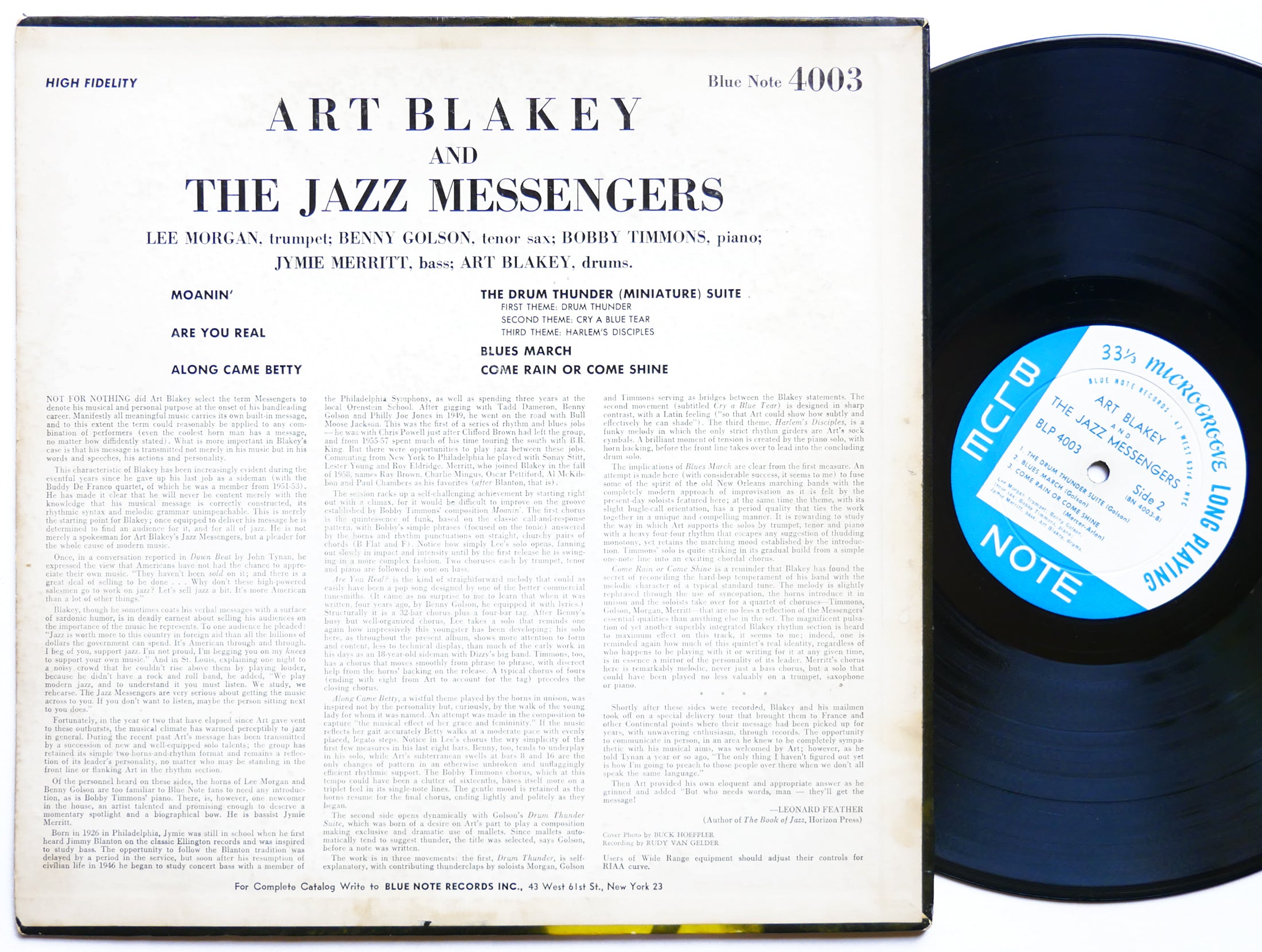 ART BLAKEY Moanin' LP BLUE NOTE BLP 4003 US '59 EAR DG MONO 47 W.63rd Lee Morgan