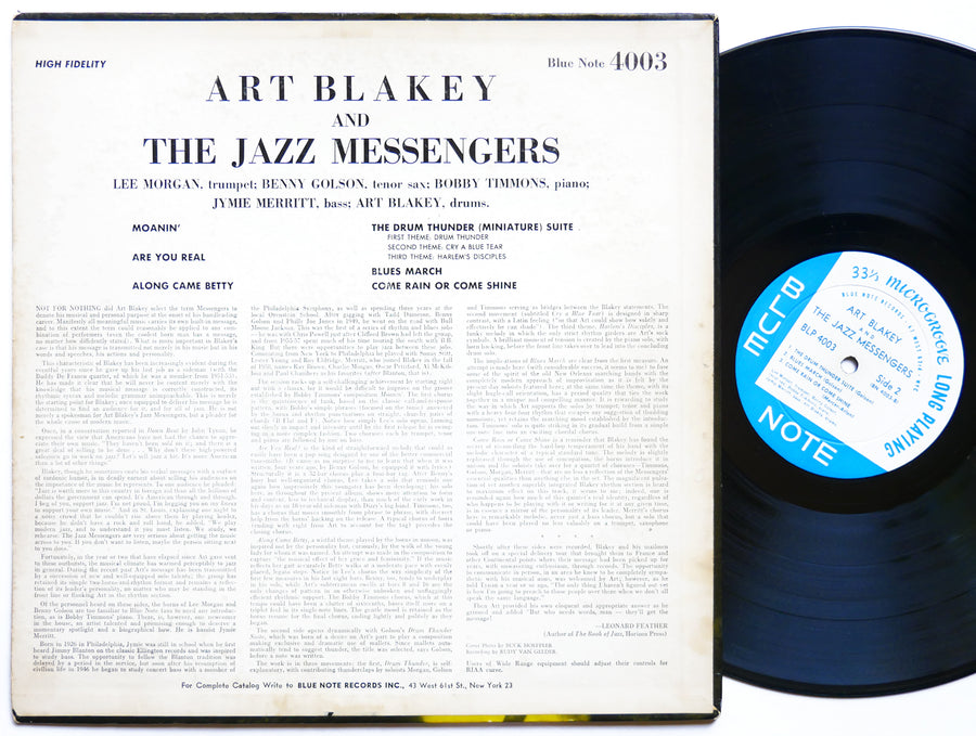 ART BLAKEY Moanin' LP BLUE NOTE BLP 4003 US '59 EAR DG MONO 47 W.63rd Lee Morgan