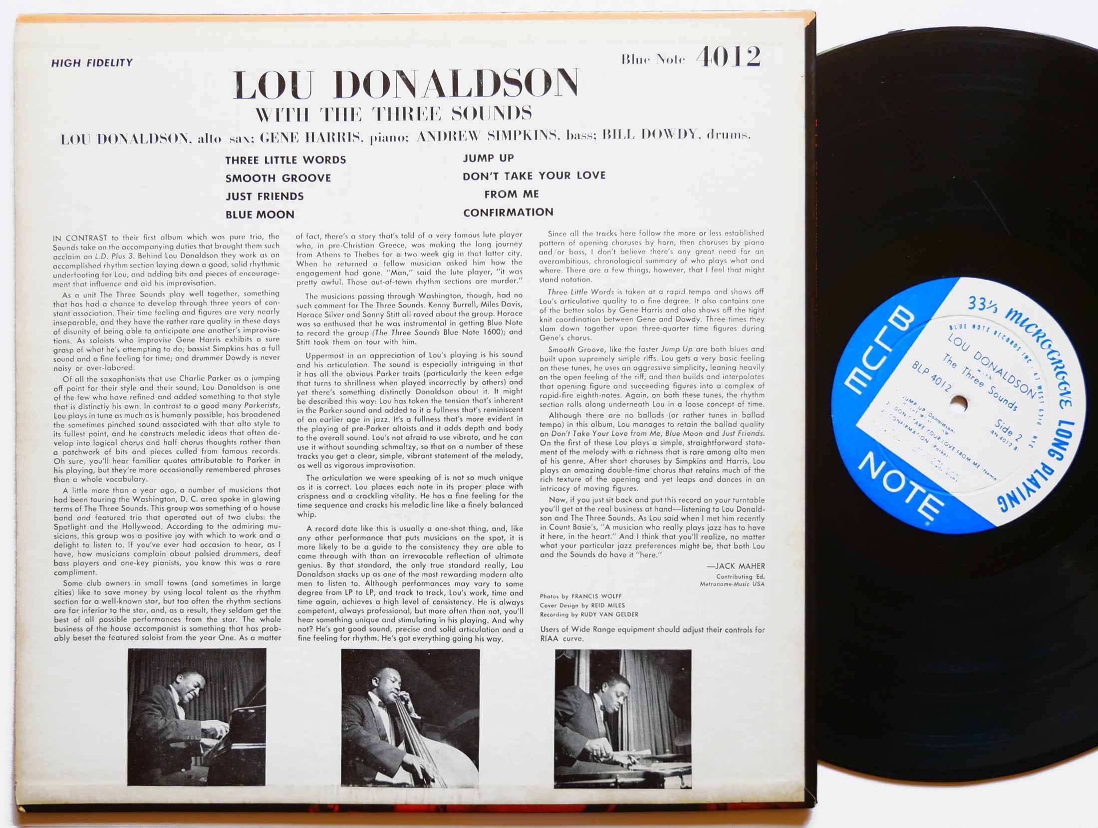 LOU DONALDSON THE THREE SOUNDS LD+3 LP BLUE NOTE BLP 4012 US '61 RVG EAR DG MONO