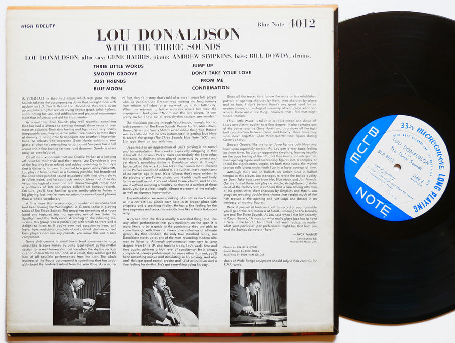 LOU DONALDSON THE THREE SOUNDS LD+3 LP BLUE NOTE BLP 4012 US '61 RVG EAR DG MONO