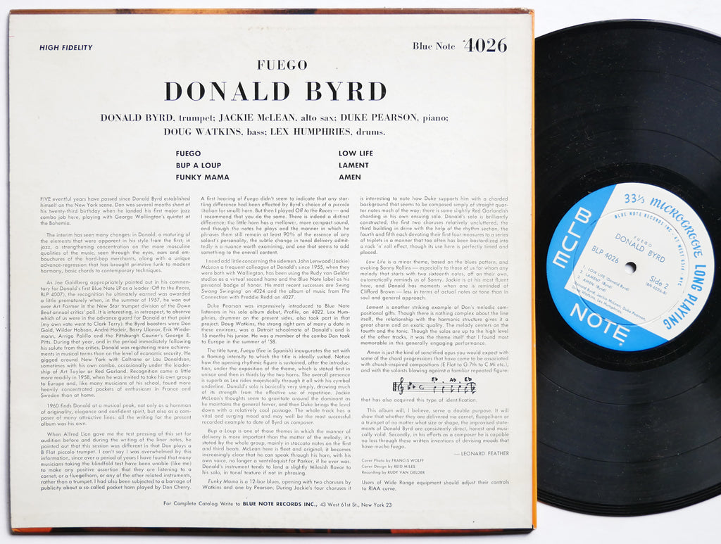 DONALD BYRD Fuego LP BLUE NOTE BLP 4026 RVG DG EAR MONO W.63rd Jackie McLean VG+