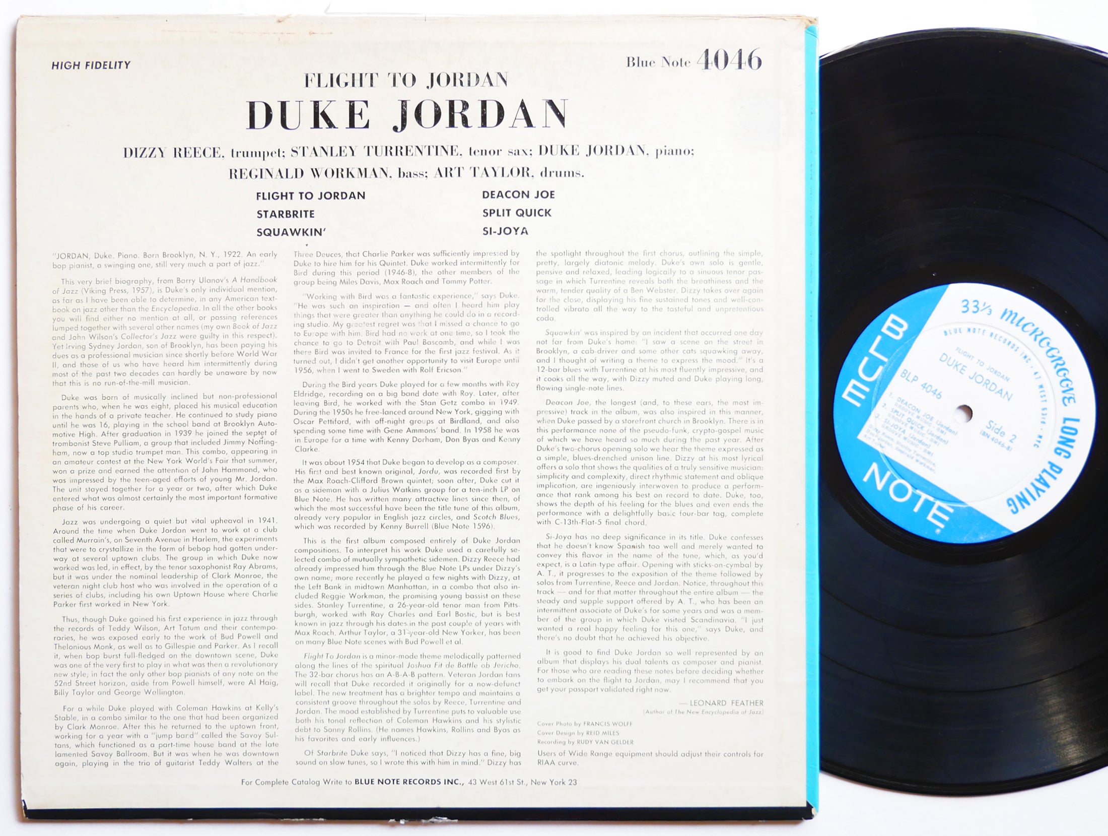 DUKE JORDAN Flight To Jordan LP BLUE NOTE BLP 4046 EAR DG MONO Dizzy Reece VG+