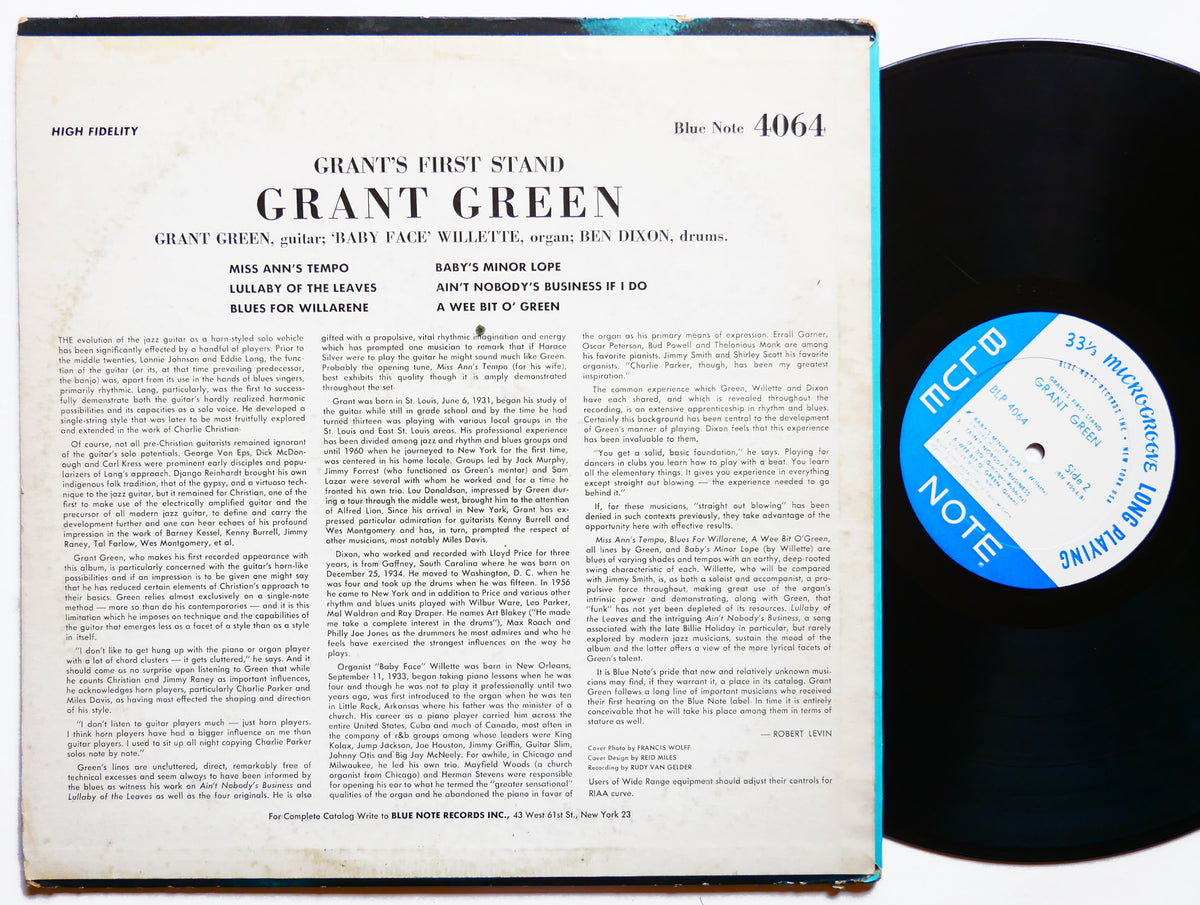 GRANT GREEN Grant's First Stand LP BLUE NOTE BLP 4064 US 1962 NY RVG MONO