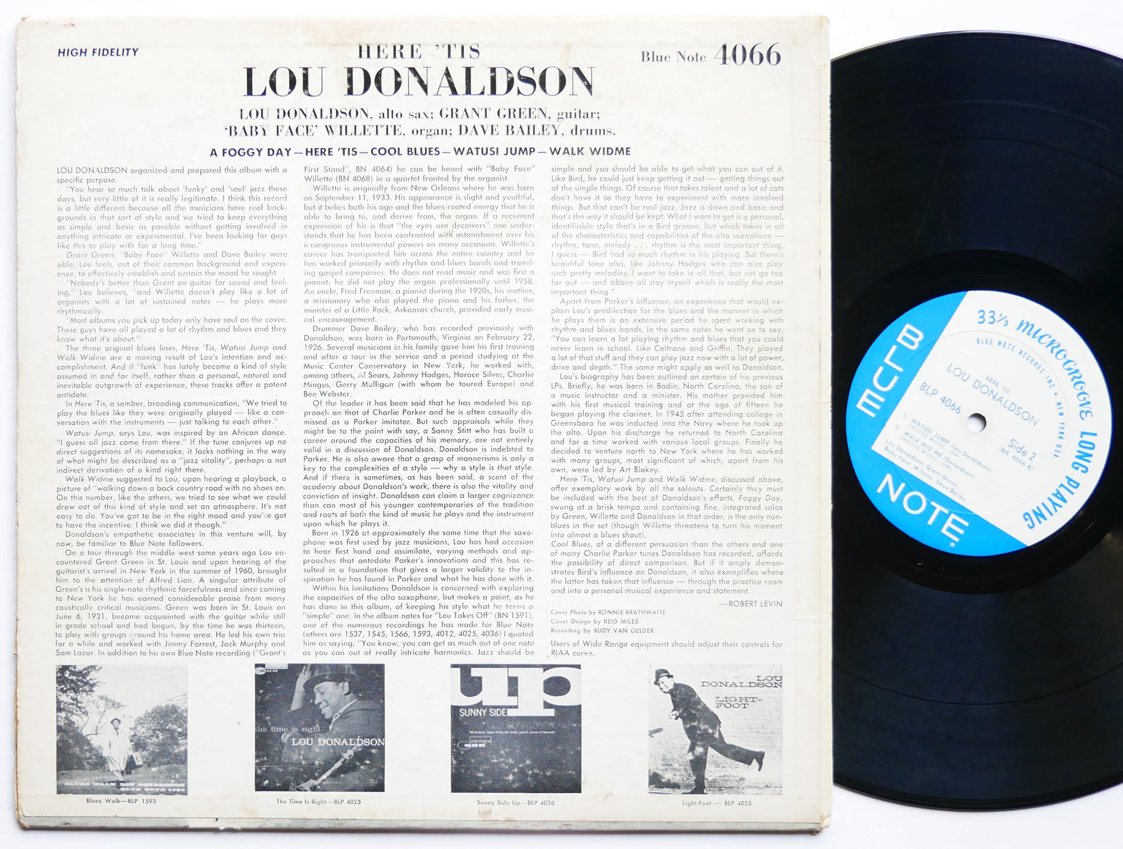 LOU DONALDSON Here 'Tis LP BLUE NOTE BLP 4066 US 1961 RVG EAR MONO Grant Green
