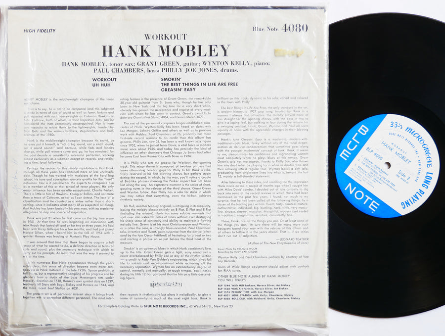 HANK MOBLEY Workout LP BLUE NOTE BLP 4080 US '62 NY RVG EAR MONO Grant Green VG+